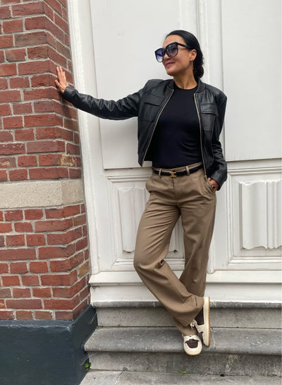 Ibana Leather Bomber Jalou Zwart