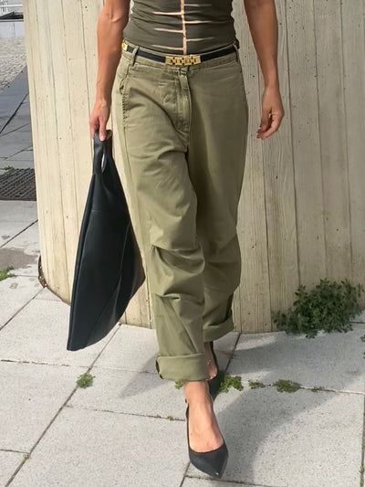 Rabens Saloner Canvas Broek Ahlpas Burnt Olive