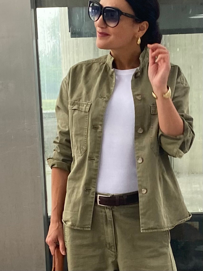Rabens Saloner Jozephine Blouse Canvas Burn Olive