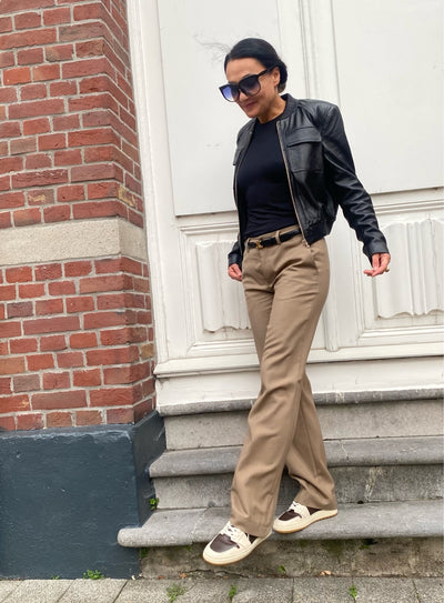 Ibana Leather Bomber Jalou Zwart