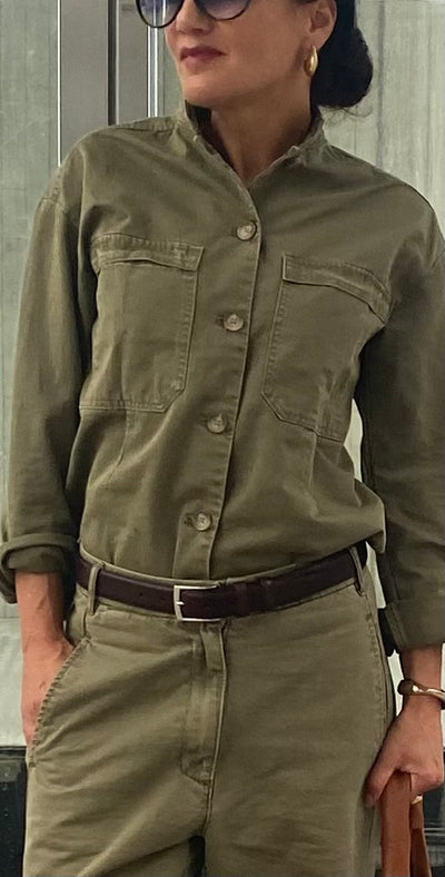 Rabens Saloner Jozephine Blouse Canvas Burn Olive